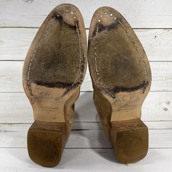 Rag & Bone Wesley Suede Back Zip Ankle Boots Chestnut Tan Womens Size 36 US 6 - Picture 9 of 10